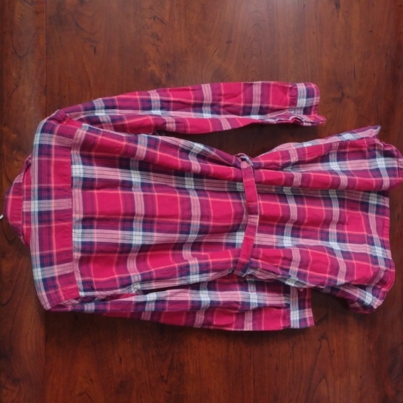 GAP Pink Plaid Tunic Shirt with Gold Shimmer and Tie Belt - Picture 6 of 6